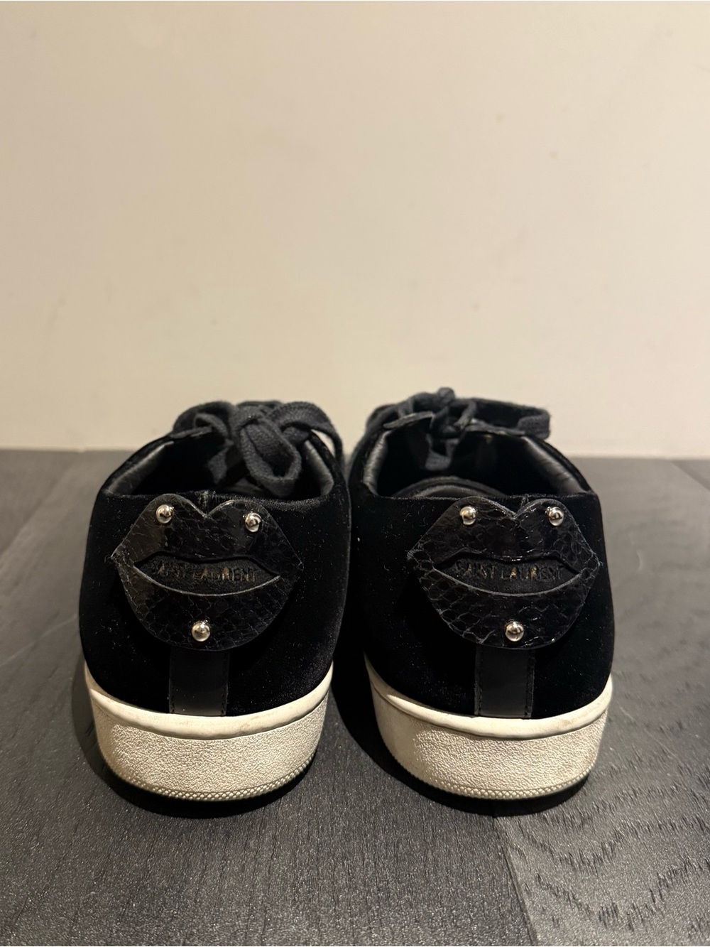 Saint Laurent Black Velvet Sneakers with White Soles